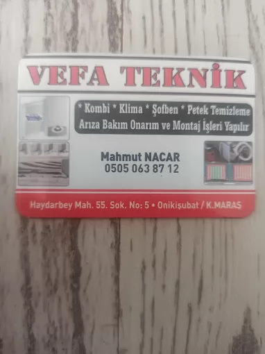 Vefa Teknik Kombi - klima servis Kahramanmaraş Onikişubat