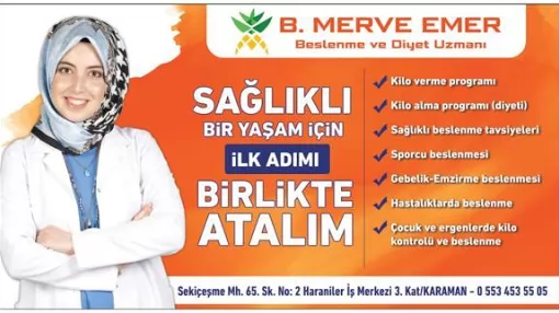 Diyetisyen B.Merve Emer Karaman Merkez