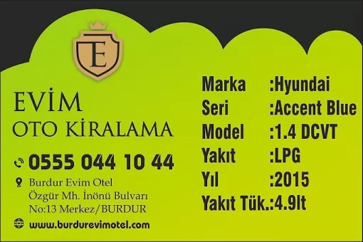 Evim araç kiralama Burdur Merkez