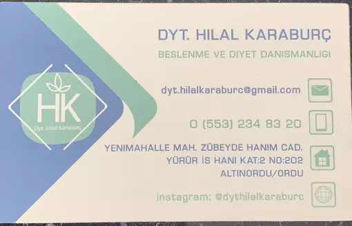 ORDU Diyetisyen Hilal KARABURÇ Beslenme ve Diyet Danışmanlığı Ordu Altınordu