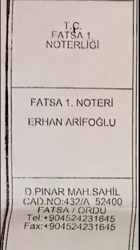 Fatsa 1. Noterliği Ordu Fatsa