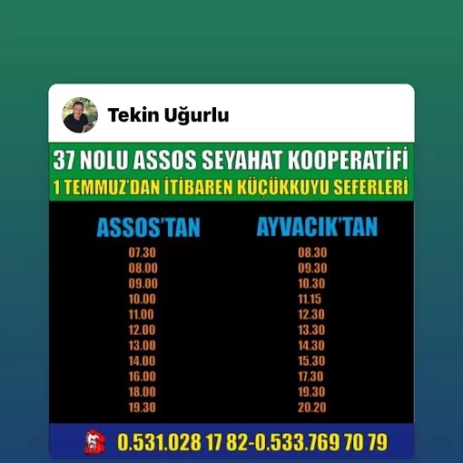 Assos seyahat koop Çanakkale Ayvacık