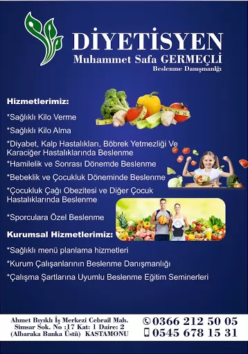 Diyetisyen Muhammet Safa Germeçli Kurumsal Ve Bireysel Beslenme Danışmanlığı Kastamonu Merkez